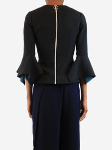 Roksanda Black v-neck peplum top - size UK 6