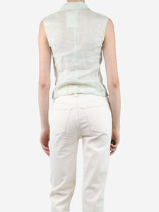 Chanel Pale green sleeveless linen top - size UK 6