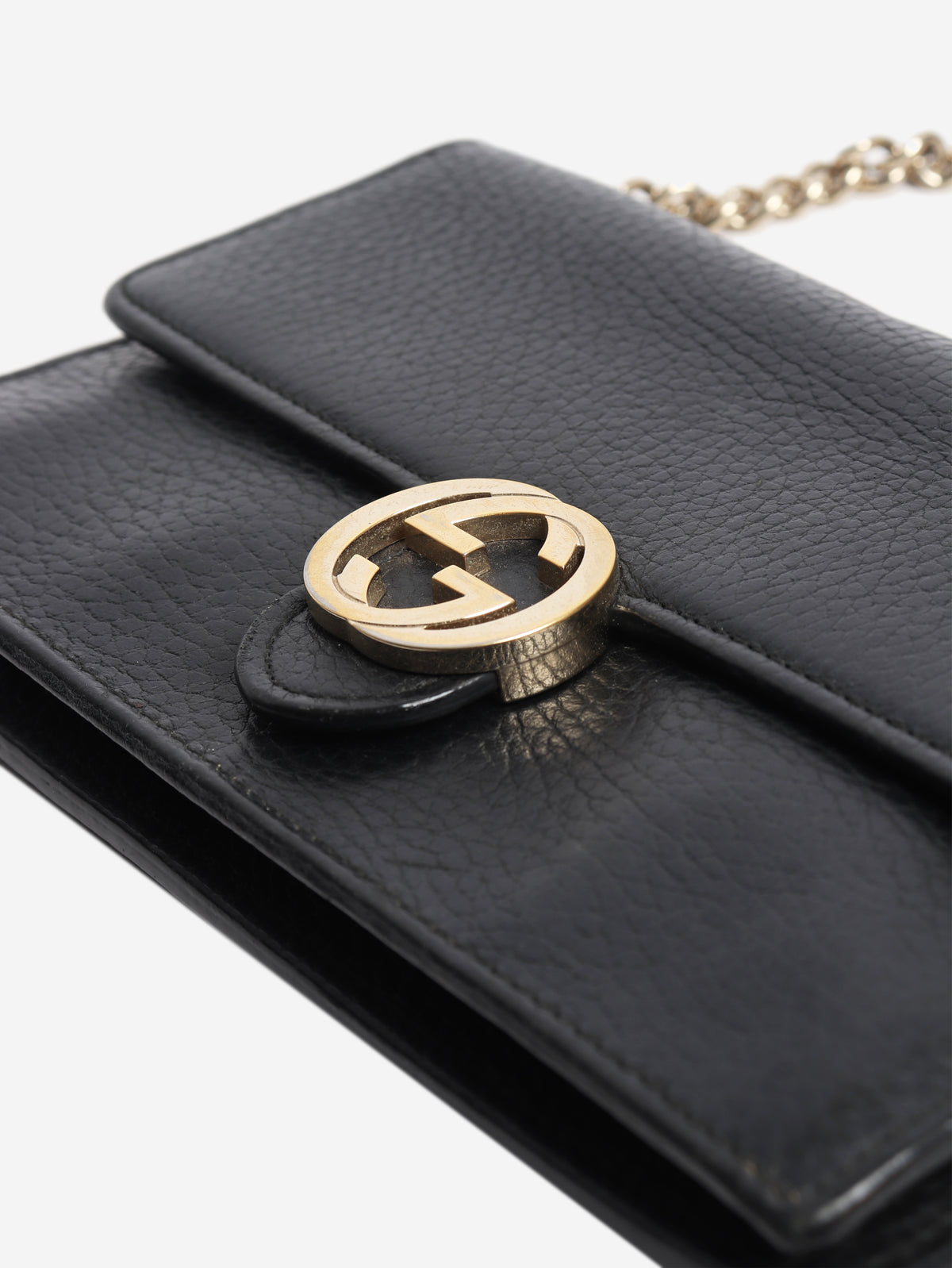 Black Interlocking G chain wallet