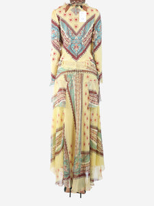Etro Yellow chiffon tiered maxi dress - size UK 6