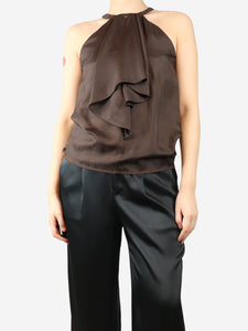 Red Valentino Brown satin halter neck top - size UK 8