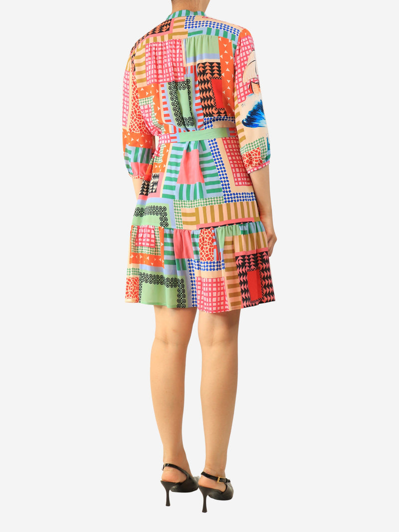 Multicolour silk printed mini dress - size UK 10 Dresses Saloni 