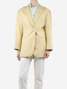 Sandro Yellow padded-shoulders fitted blazer - size UK 6