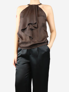 Red Valentino Brown satin halter neck top - size UK 8