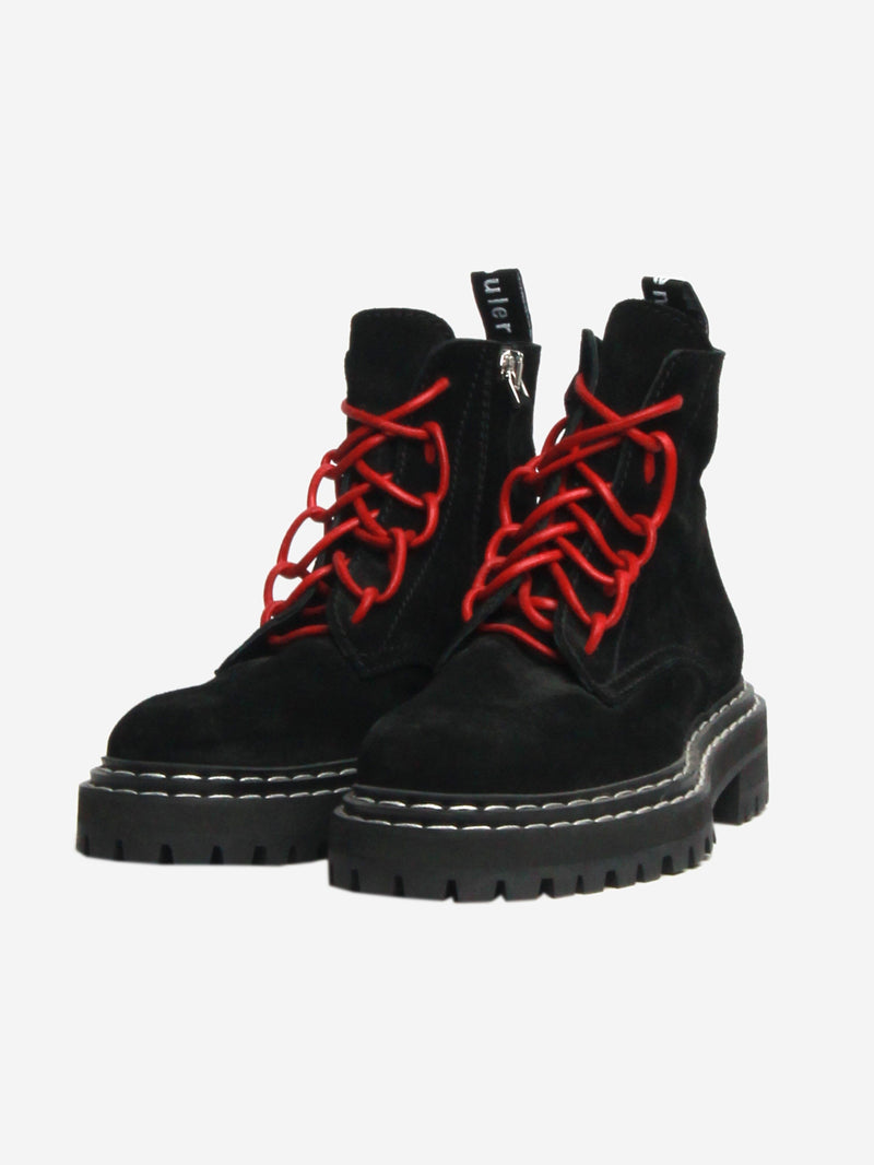 Black suede double-stitched ankle boots - size EU 37.5 Boots Proenza Schouler 