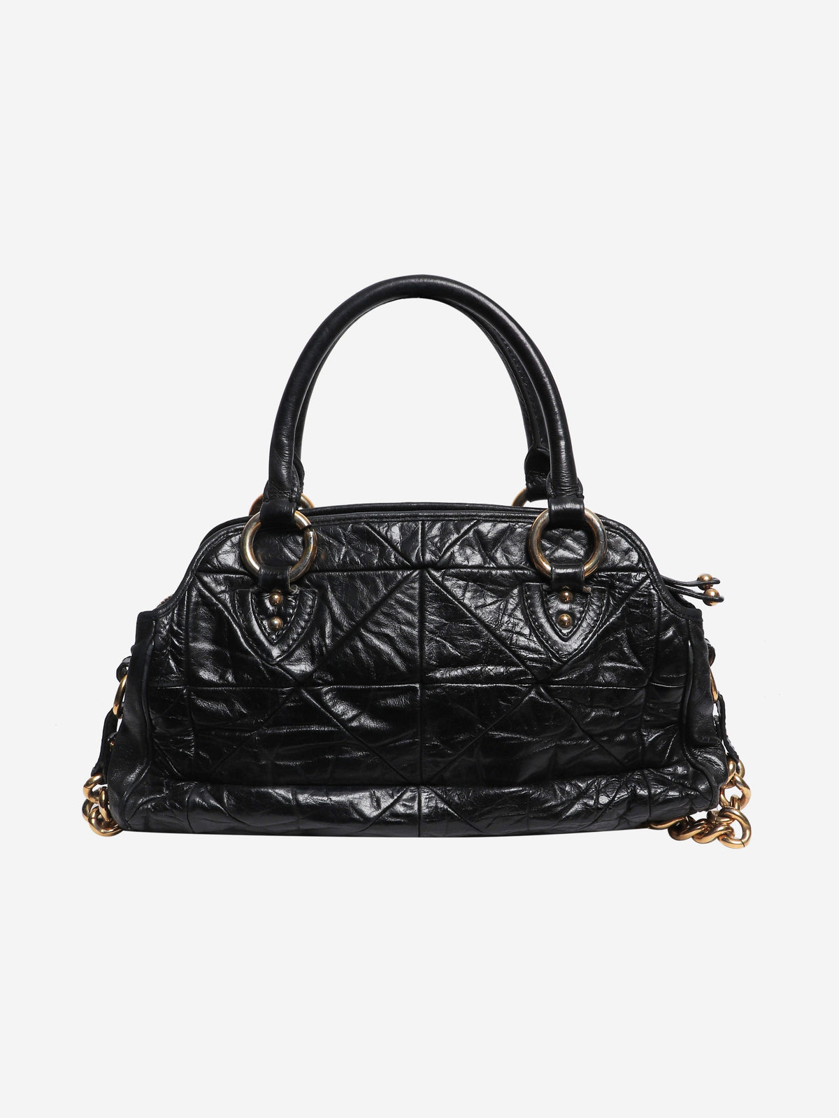 Black crinkled leather 2 way bag Top Handle Bags Marc Jacob 