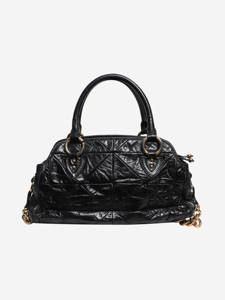 Black crinkled leather 2 way bag alternate image