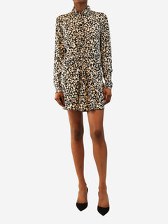 Black and white silk heart printed mini dress - size UK 6