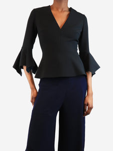 Roksanda Black v-neck peplum top - size UK 6