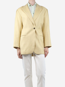 Sandro Yellow padded-shoulders fitted blazer - size UK 6