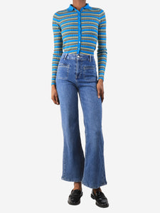 Donna Ida Blue patch-pocket relaxed wide leg jeans - size UK 6