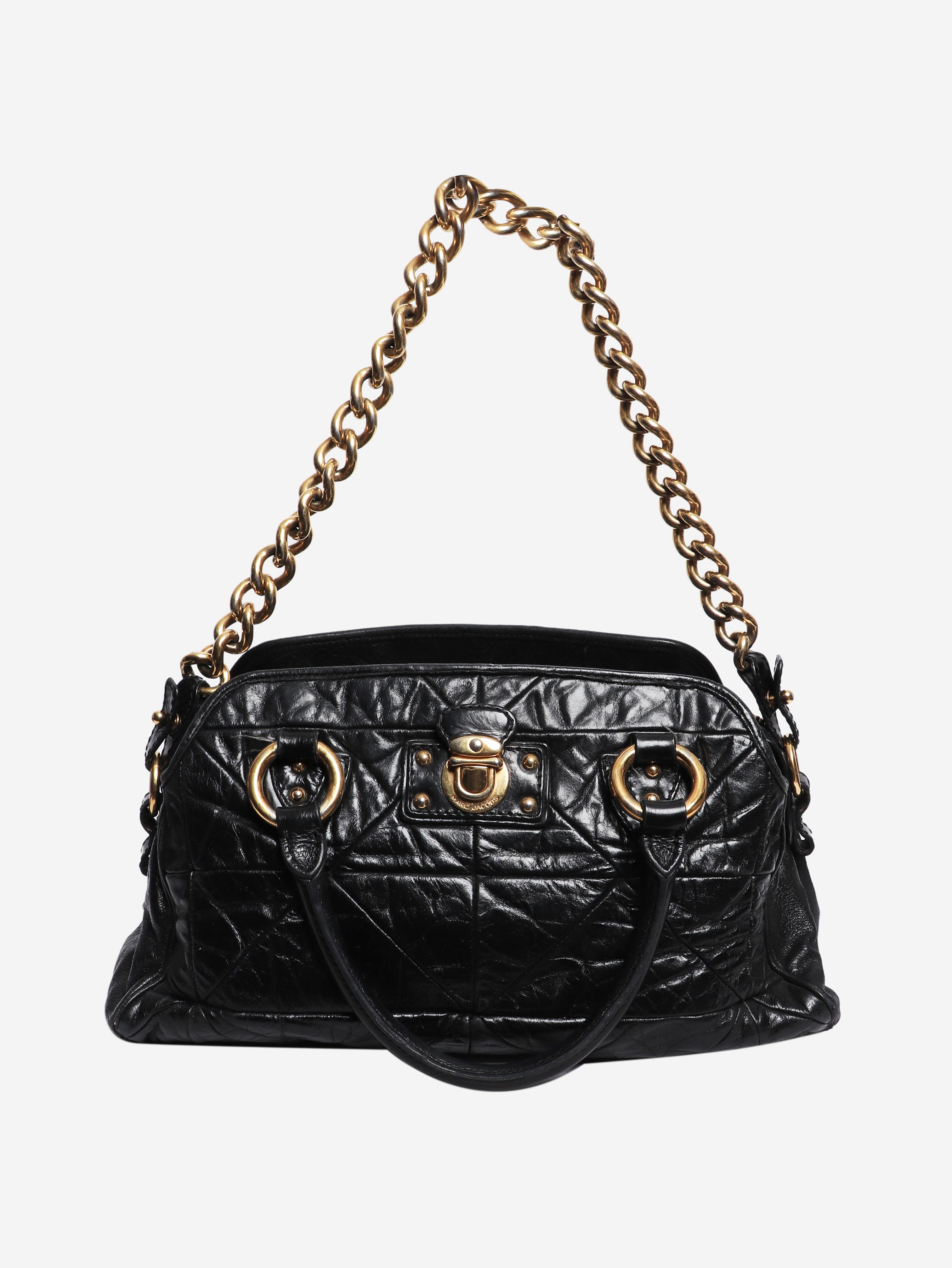 Black crinkled leather 2 way bag Top Handle Bags Marc Jacob 