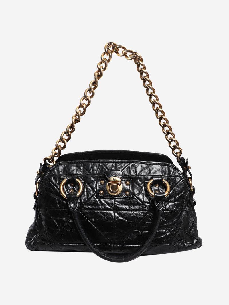 Black crinkled leather 2 way bag Top Handle Bags Marc Jacob 