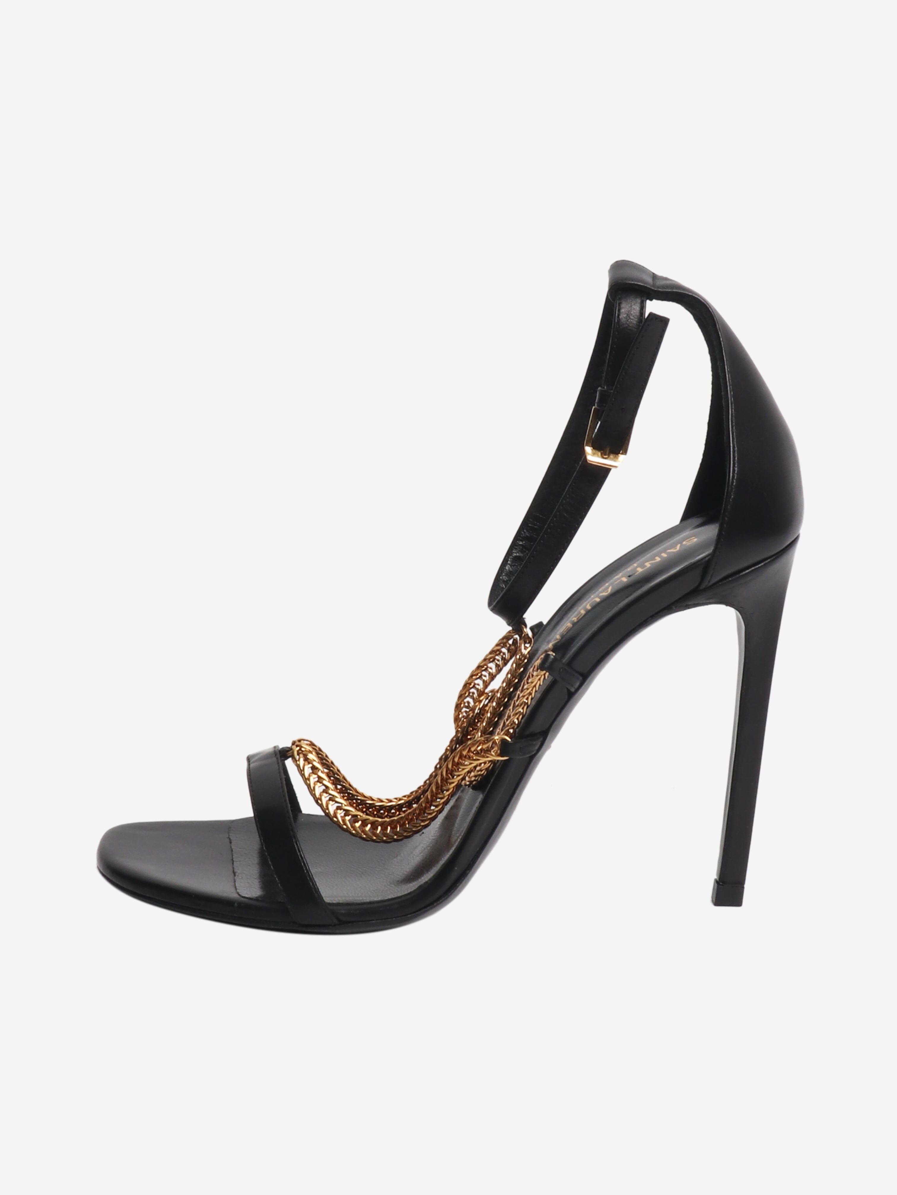Black and gold chain heels - size EU 38 (UK 5) Heels Saint Laurent 