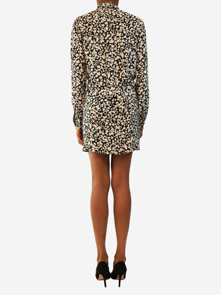 Black and white silk heart printed mini dress - size UK 6 alternate image