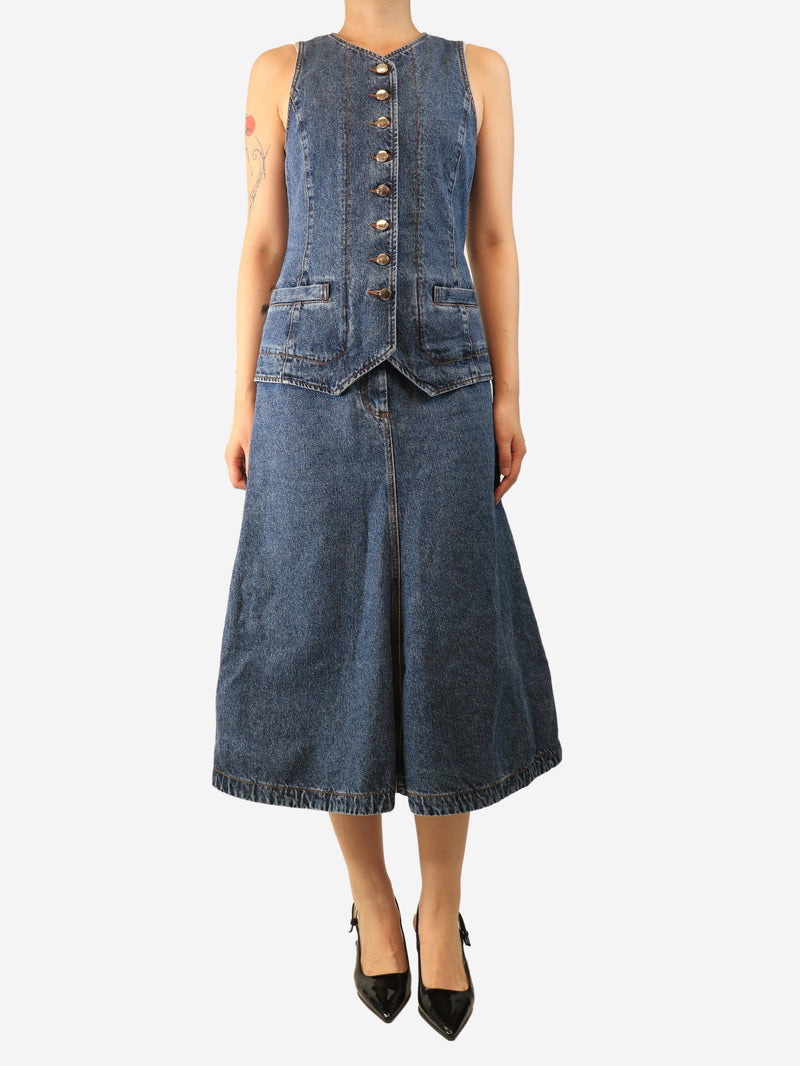 Blue flared denim midi dress - size UK 10 Dresses Chloe 
