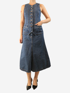 Blue flared denim midi dress - size UK 10 Dresses Chloe 