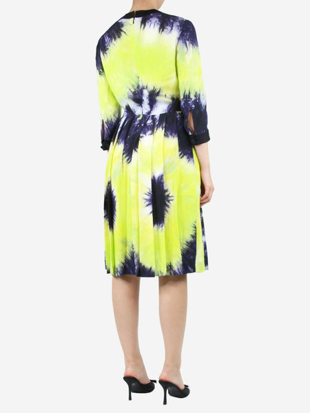 Multi tie-dye print pleated midi dress - size UK 10 alternate image