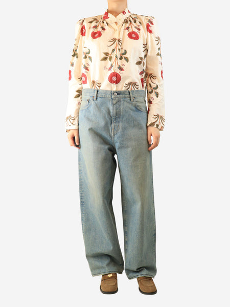 Blue washed wide-leg jeans - size L alternate image
