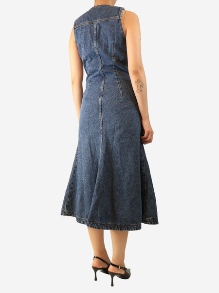 Blue flared denim midi dress - size UK 10 alternate image