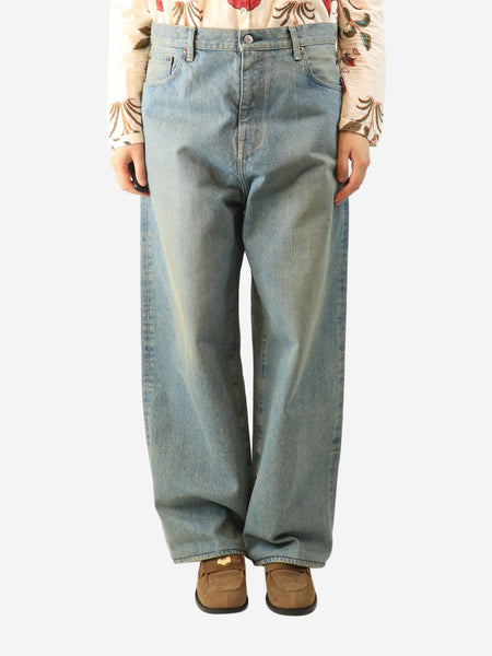 Blue washed wide-leg jeans - size L product image