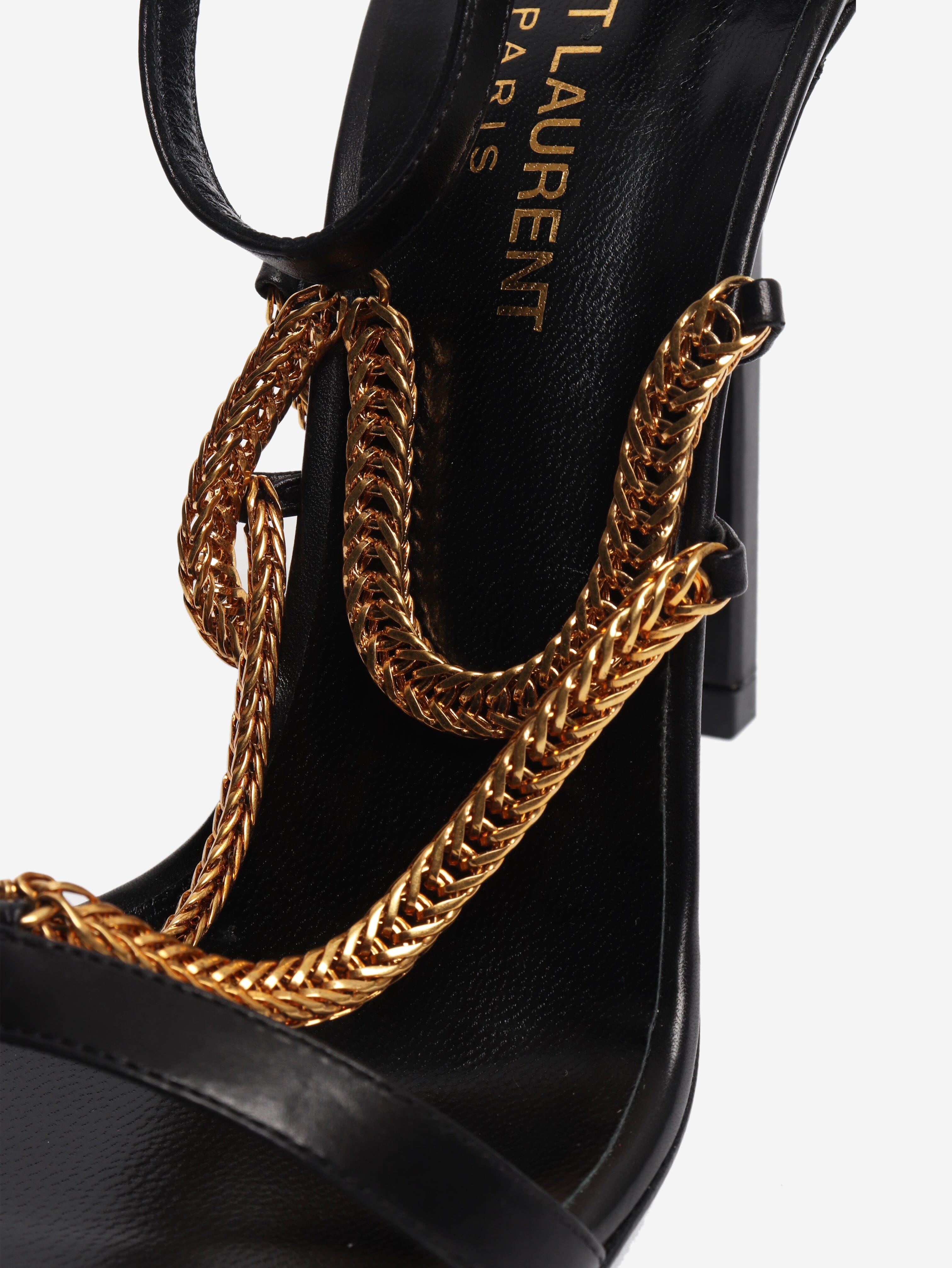 Black and gold chain heels - size EU 38 (UK 5) Heels Saint Laurent 