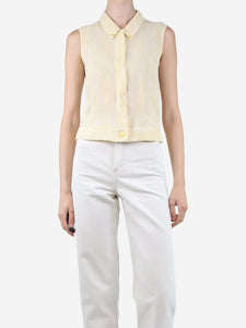 Chanel Pale yellow sleeveless linen shirt - size UK 6