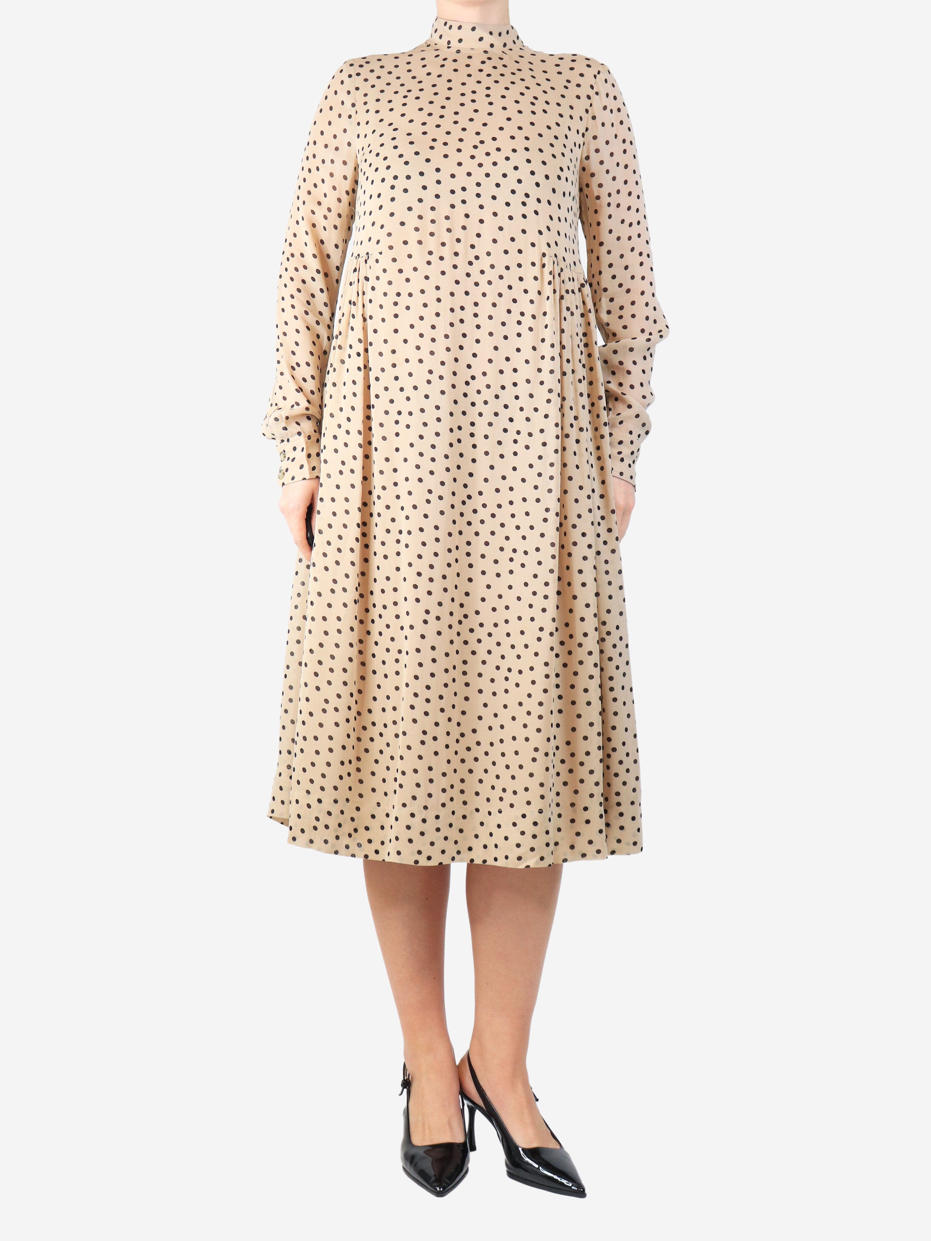 Beige polka dot midi dress - size Dresses Ganni 