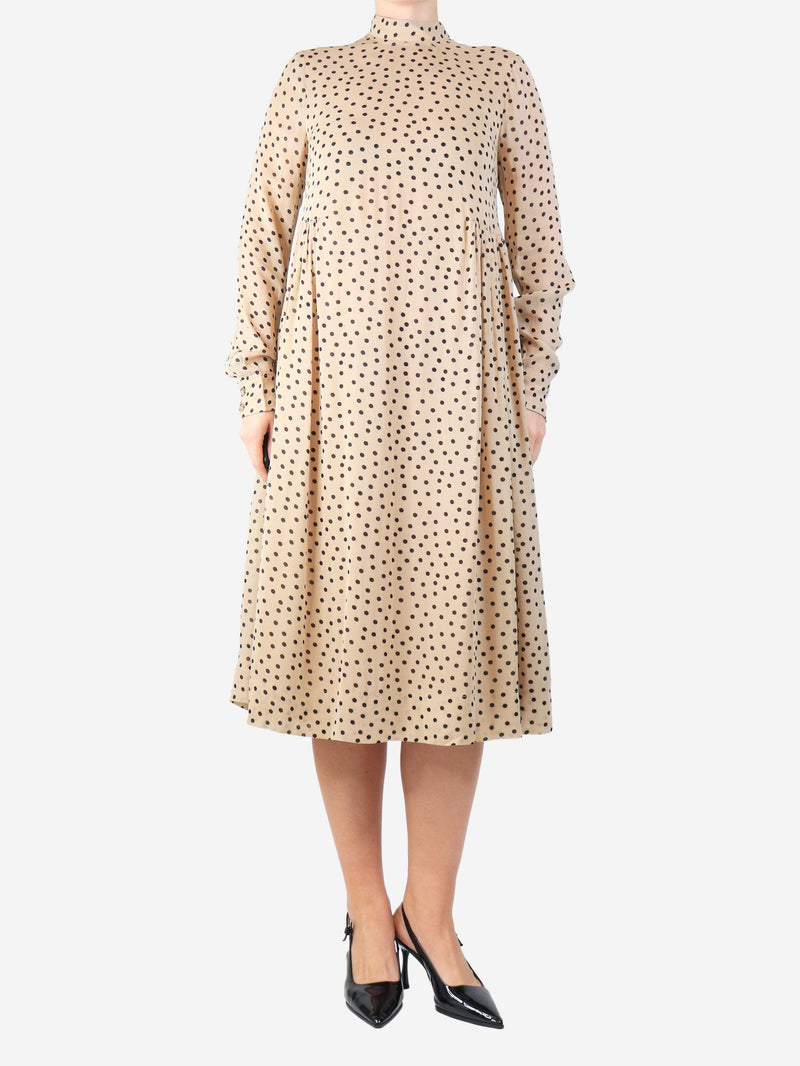 Beige polka dot midi dress - size Dresses Ganni 