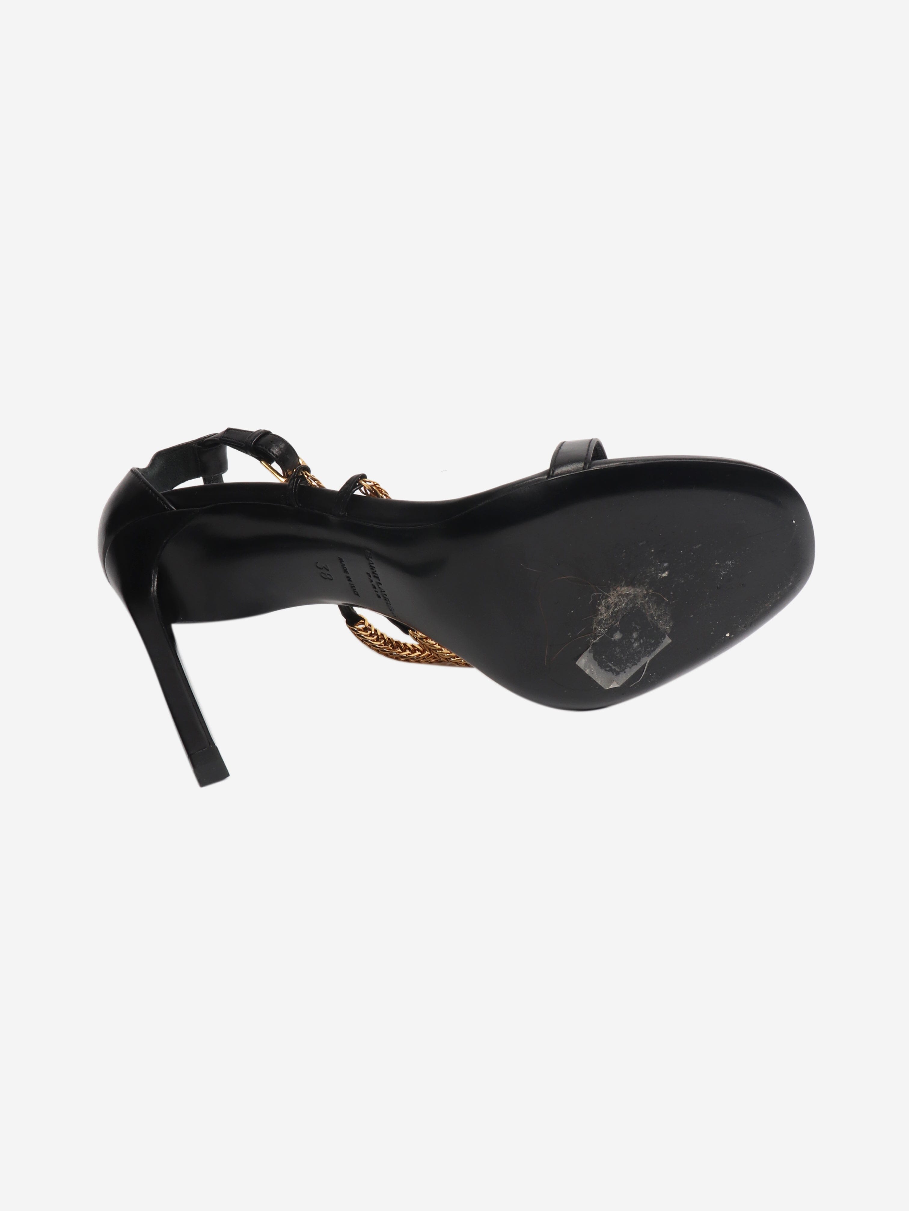 Black and gold chain heels - size EU 38 (UK 5) Heels Saint Laurent 