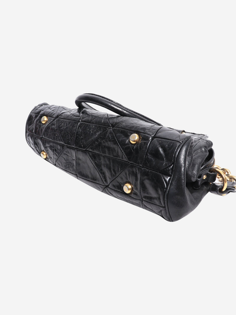 Black crinkled leather 2 way bag Top Handle Bags Marc Jacob 