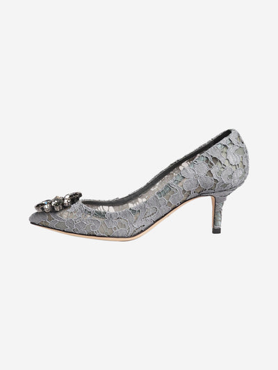 Grey bejewelled lace pumps - size EU 35.5 Heels Dolce & Gabbana 