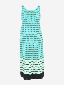 Missoni Turquoise sleeveless zig-zag midi dress - size UK 12