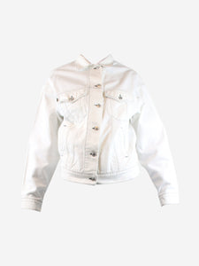 MSGM White contrast-stitched denim jacket - size UK 6