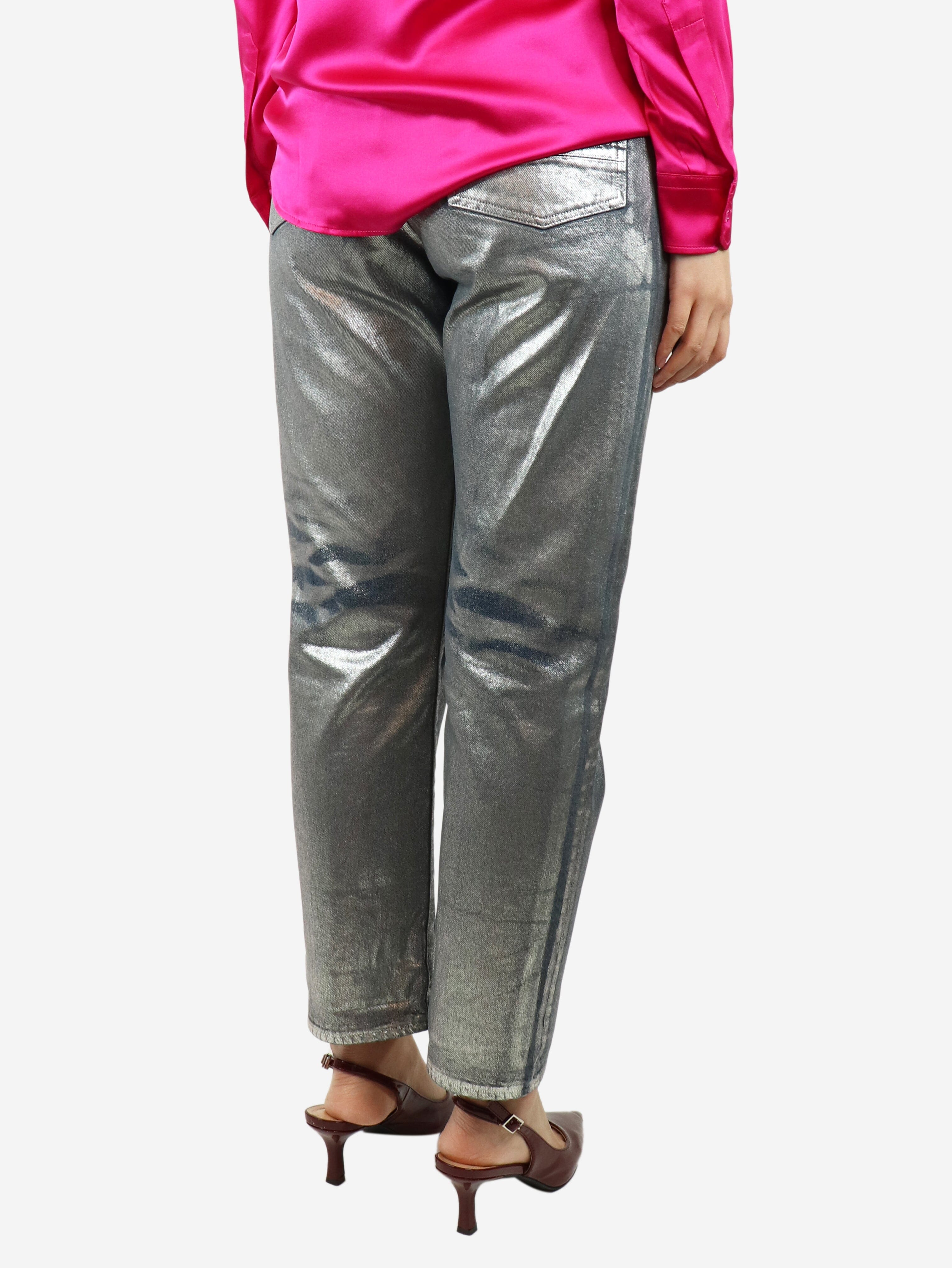 Silver metallic jeans - size UK 12 Trousers Golden Goose 