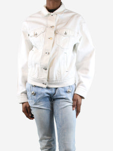 MSGM White contrast-stitched denim jacket - size UK 6