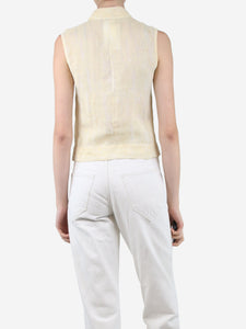 Chanel Pale yellow sleeveless linen shirt - size UK 6