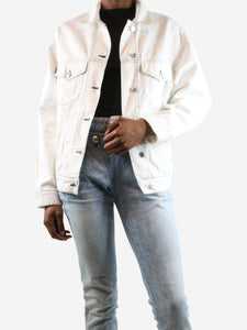 MSGM White contrast-stitched denim jacket - size UK 6