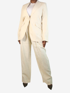 Stella McCartney Cream linen-blend blazer and trousers set - size UK 14