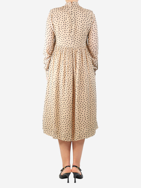 Beige polka dot midi dress - size alternate image