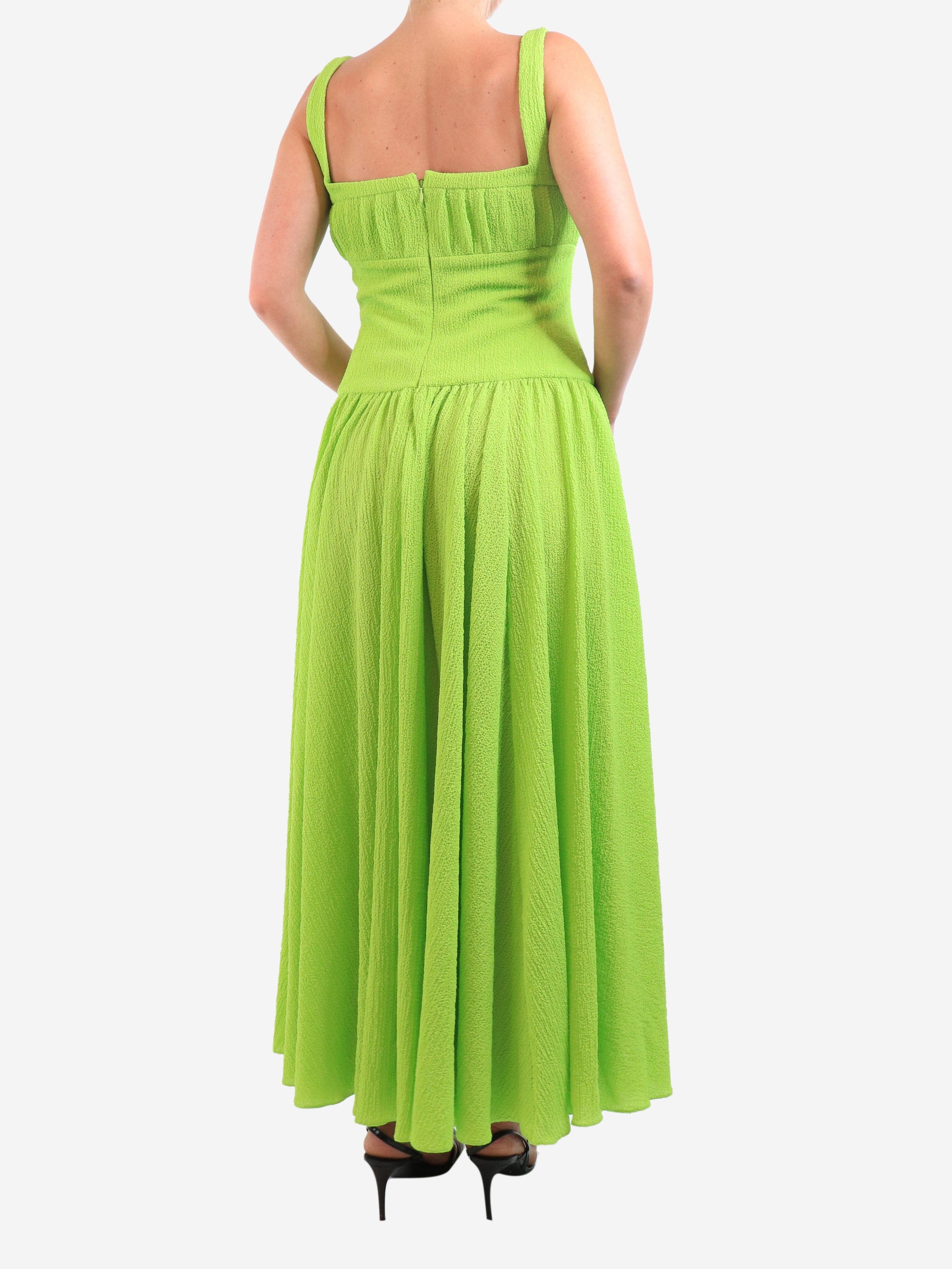 Emilia Wickstead pre-owned green sleeveless evening gown - size UK 12 | Sign of the Times Emilia Wickstead pre-owned green sleeveless evening gown - size UK 12 | Sign of the Times