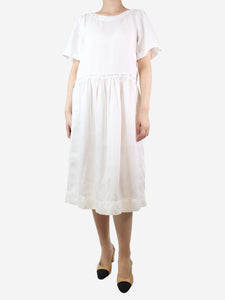 Bamford White frayed edge linen midi dress - size S