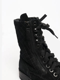 Black suede quilted combat boots - size EU 38.5 (UK 5.5) Boots Chanel 