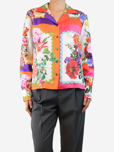 Multi flower printed silk shirt - size M Tops Laboratorio Capri 