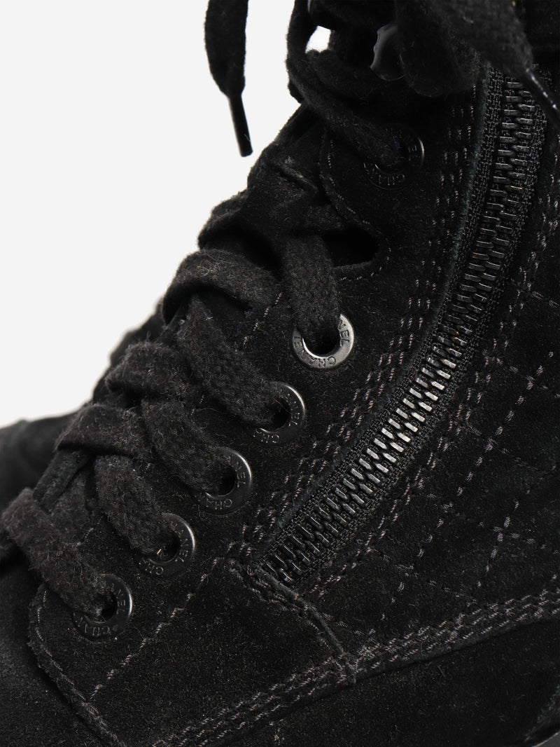Black suede quilted combat boots - size EU 38.5 (UK 5.5) Boots Chanel 