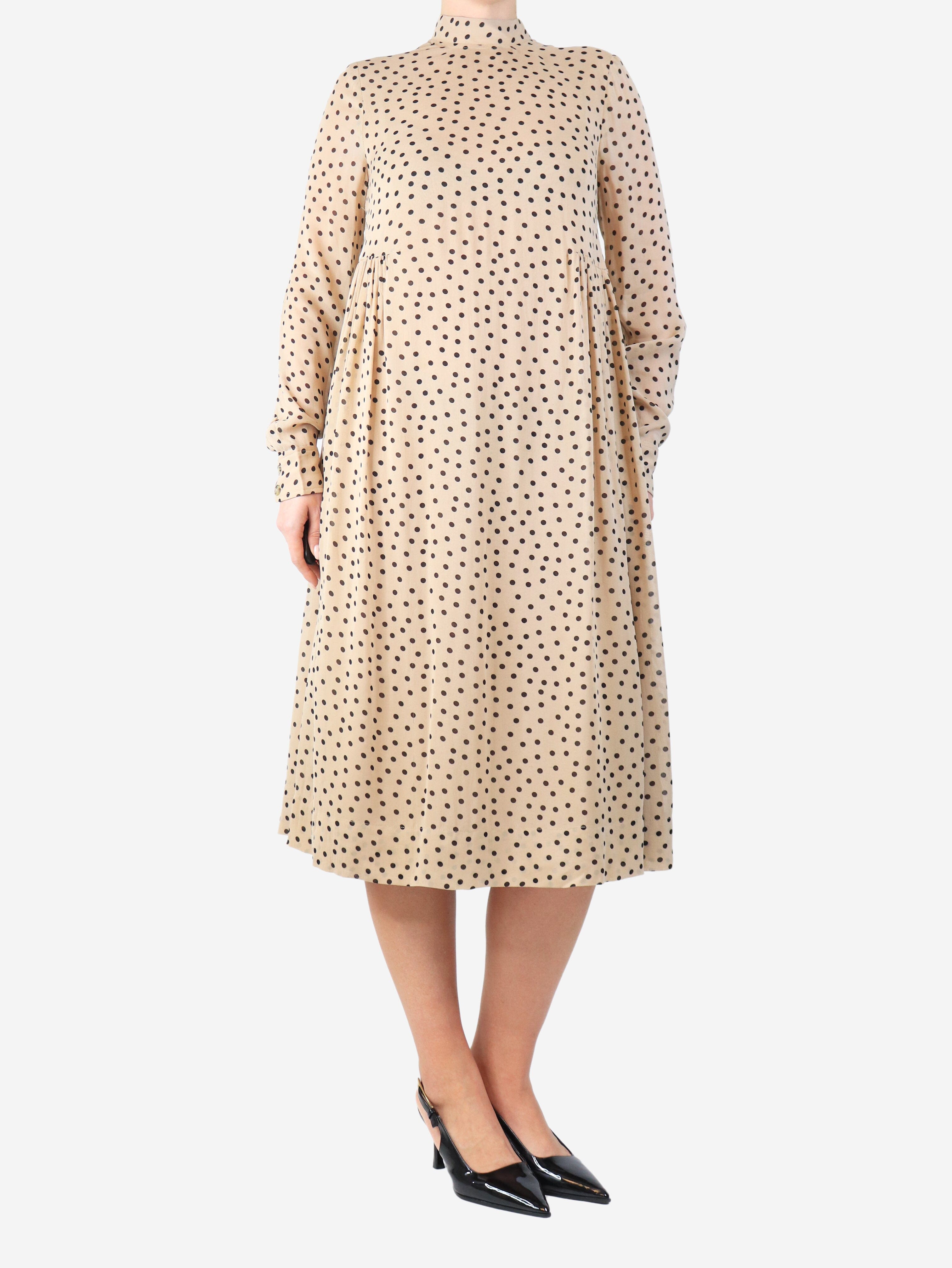 Beige polka dot midi dress - size Dresses Ganni 