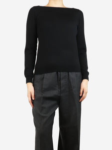 Eric Bompard Black Extrafine boat neck jumper - size S