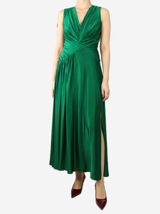 Max Mara Studio Green sleeveless satin maxi dress - size UK 10