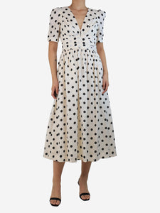 Zimmermann Cream and black polka dot midi dress - size UK 10