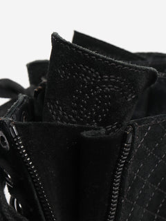 Black suede quilted combat boots - size EU 38.5 (UK 5.5) Boots Chanel 